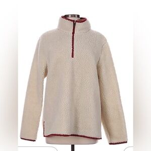 L.L. Bean Cream and Red Fleece Pullover
